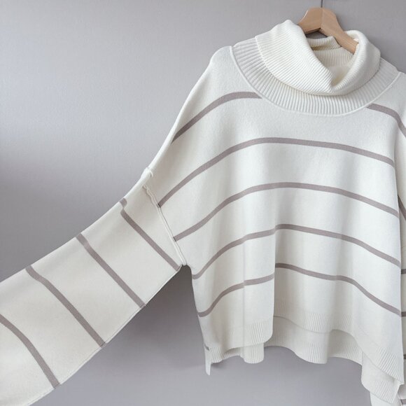 Free People Paulie Stripe Turtleneck Sweater New with tags! Oversized sweater - Picture 10 of 14